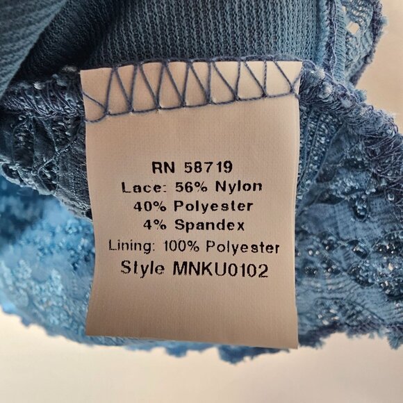 Elementz Y2K Size Small Blue Baby Tee Fairycore Patchwork Floral Lace Textured - Picture 5 of 8